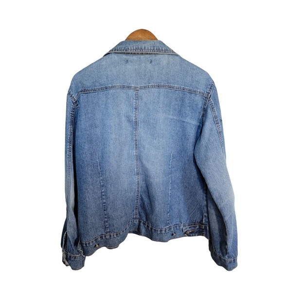 Adolfo Jeans‎ Women's Embroidered Beaded Demin Blue Jean Jacket Size Large - Picture 2 of 4